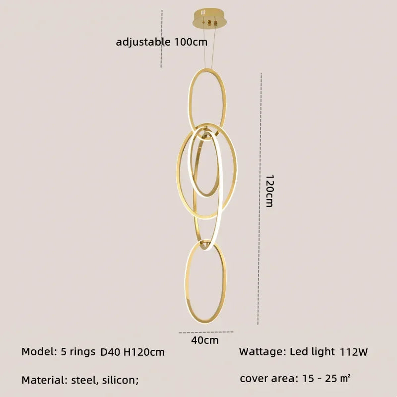 Gold Steel Pendant Light for Home Decor & Bar, Stylish LED Hanging Lamp