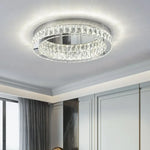 Crystal LED Ceiling Light Chrome Steel Chandelier - Dimmable Round Lamp