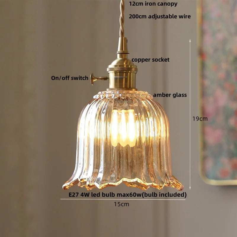 Afralia™ Stripe Glass LED Pendant Light Fixture, Japan Style, Coffee Bar, Hallway Decor