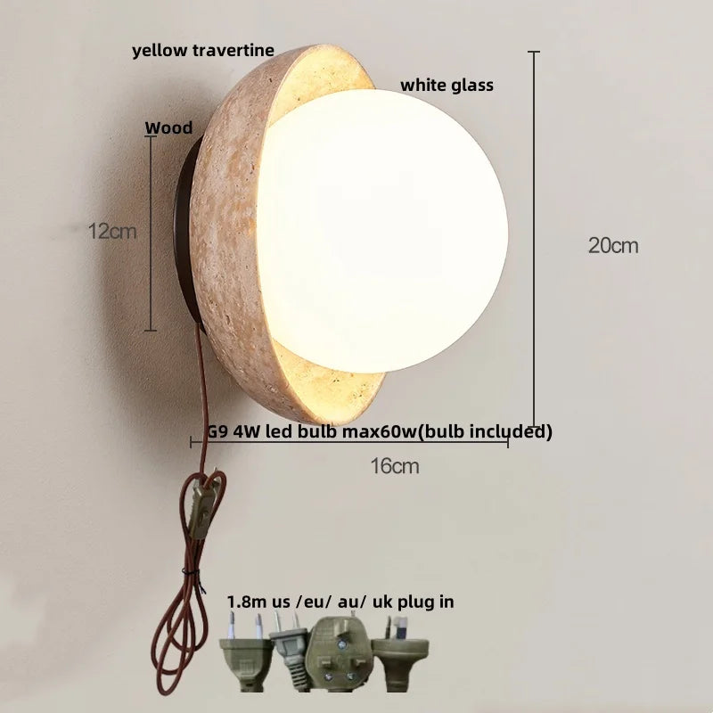 Travertine LED Wall Light - Modern Nordic Design for Hotel Dining Room