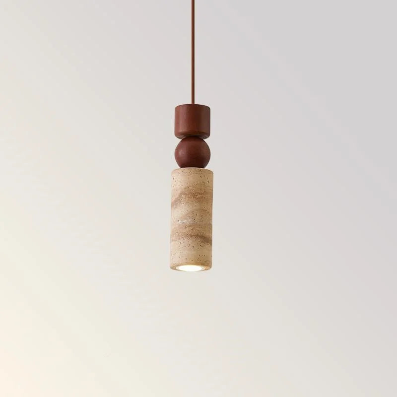 Wood LED Pendant Lamp - Wabi Sabi Yellow Travertine