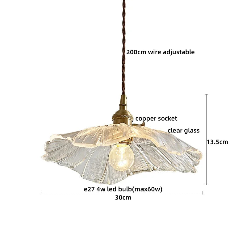 Copper Glass LED Pendant Lamp with Knob Switch - Modern Hanging Light Fixtures