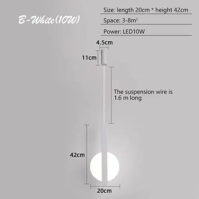 Nordic Luxury Black Bedroom Pendant Lamp Bedside Decoration Light