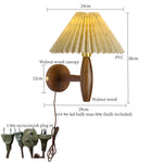 Cream PVC LED Wall Lamps Japanese Walnut Wood Applique Murale
