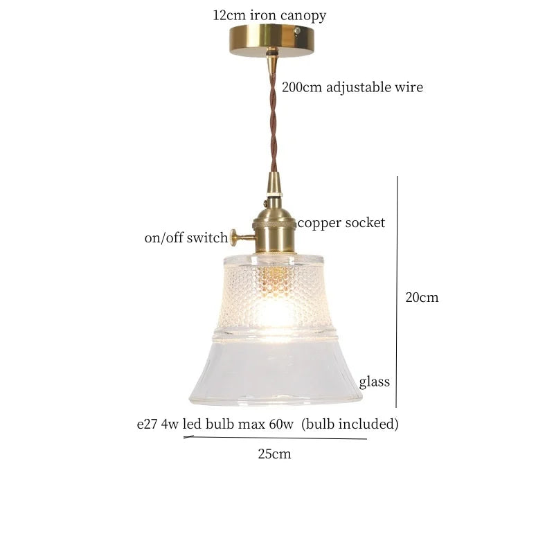 Afralia™ Vintage Flower LED Glass Brass Pendant Lighting
