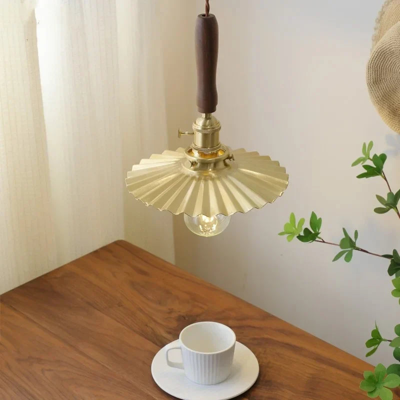 Copper Walnut LED Pendant Lights, Modern Hanging Lamp for Hallway, Bedroom, Dining Room