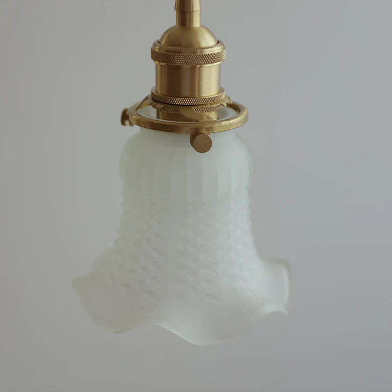 White Glass LED Pendant Lamp Copper Hanging Light Nordic Modern