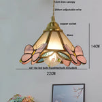 Afralia™ Walnut Tiffany Glass LED Pendant Light : Nordic Modern Kitchen Hanging Lamp