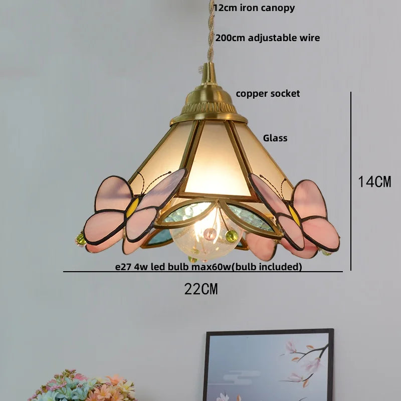 Butterfly Glass LED Pendant Lights: Modern Nordic Kitchen Fixture