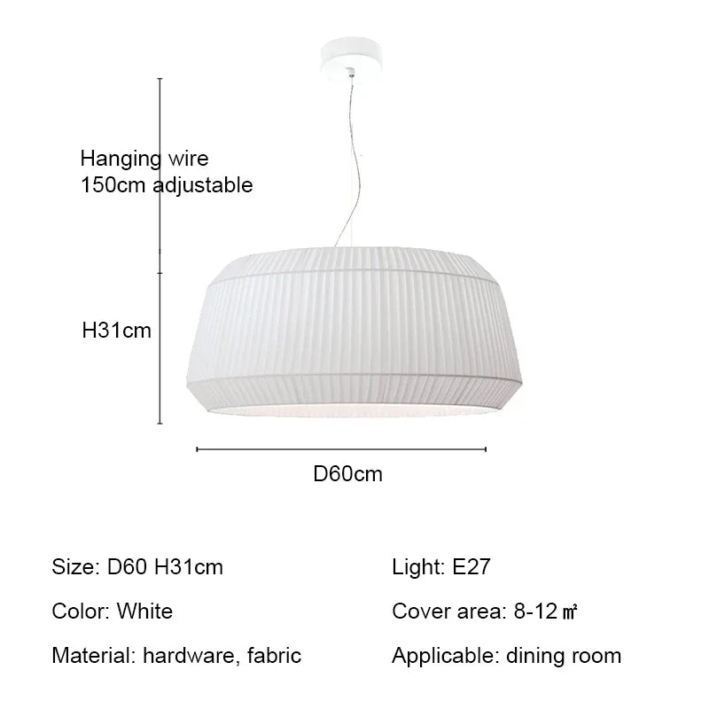 Pleated Fabric LED Pendant Lights - Minimalist Nordic Chandelier for Living Room