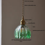 Afralia™ Green LED Pendant Light Fixture Glass Japan Style Hang Lamp