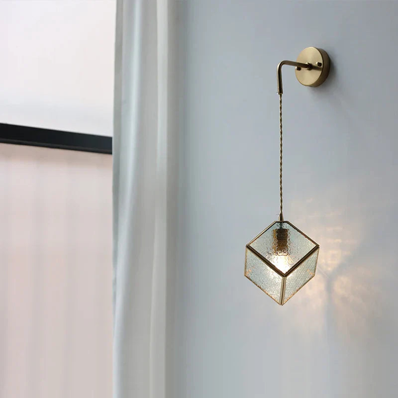 Modern Clear Glass LED Wall Light with Pull Chain for Bar, Cafe, Bathroom Mirror