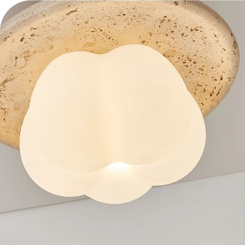 Pumpkin Glass Pendant Lights Yellow Travertine Hanging Lamp for Kitchen Bedroom Decor