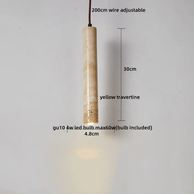 LED Hanging Lamp: Yellow Travertine Japanese Style Pendant Light for Home Decoration