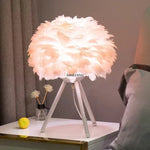 Feather Table Lamp Desk Light for Bedroom and Living Room