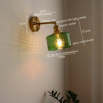 LED Glass Copper Wall Sconce Pull Chain Switch Lamp for Bedroom Living Room