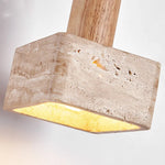 Afralia™ LED Pendant Lamp Yellow Travertine Stone Wood Nordic Modern Hanging Light