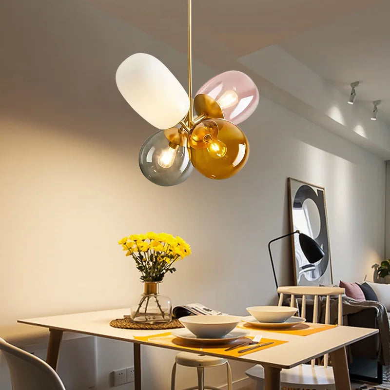 Glass Balloon Chandelier: Colorful Suspension Pendant Light for Living Room, Bedroom