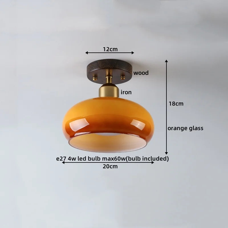 LED Ceiling Lamp Japanese Style Glass Modern Living Room Lighting