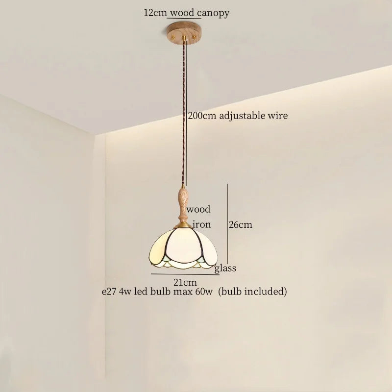 Afralia™ Tiffany Brass Glass LED Pendant Lights for Home and Cafe Decor