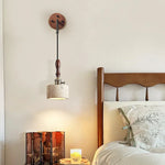 Modern Copper LED Wall Light with Pull Chain Switch & Yellow Travertine Stone