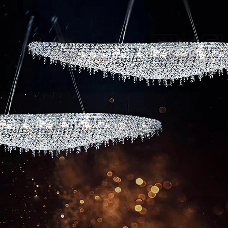 Crystal Pendant Chandelier: Modern Dimmable Lighting for Living Room, Bedroom, Foyer