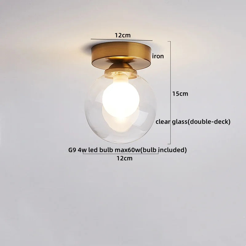Wood Glass LED Ceiling Lamp Modern Kitchen Living Room Light Fixture