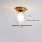 Wood Glass LED Ceiling Lamp Modern Kitchen Living Room Light Fixture