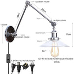 White Glass Swing Arm LED Wall Sconce for Industrial Loft, Coffee, Hallway