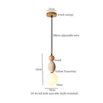 Afralia™ Yellow Travertine Wood Stone LED Pendant Light Fixture Nordic Modern Hanging Lamp
