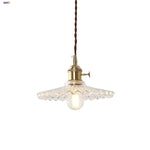 Glass Copper LED Pendant Lamp with Wire Adjustment & Knob Switch