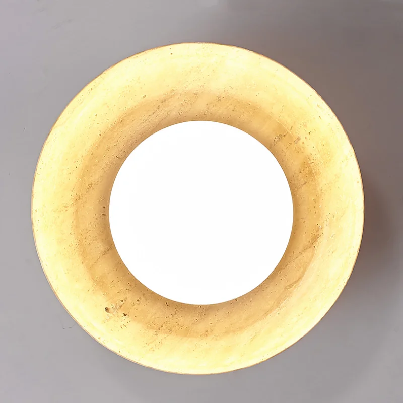 White Glass LED Ceiling Lamp with Wood Canopy - Modern Flush Mount Light