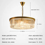 Gold Black Metal Crystal Pendant Lights Chain Hanging LED Suspension Lamp Fixtures