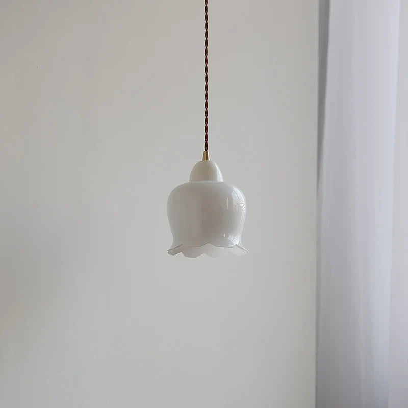 White Glass LED Pendant Light Nordic Modern Adjustable Hanging Light