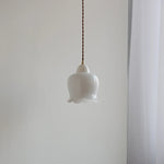 White Glass LED Pendant Light Nordic Modern Adjustable Hanging Light