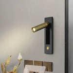 Square Gold & Black Bedroom Wall Light for Reading, Living Room Background
