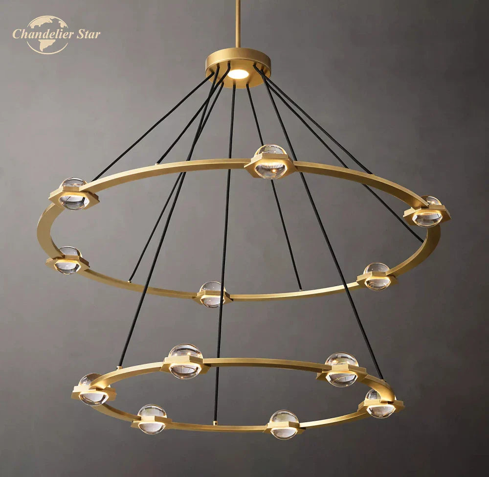 Éclatant Two-Tier Round Crystal Chandelier for Living & Dining Room