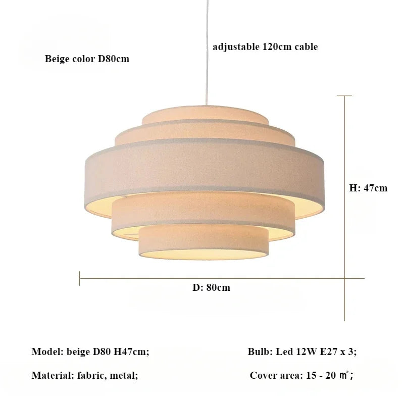 Minimalist Fabric Pendant Chandelier for Bedroom and Bar - LED Ceiling Lamp
