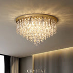 Crystal Steel LED Ceiling Chandelier, Modern Art Deco Lighting Fixture
