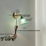 Blue Glass Wall Sconce Pull Chain Switch Modern Stair Light