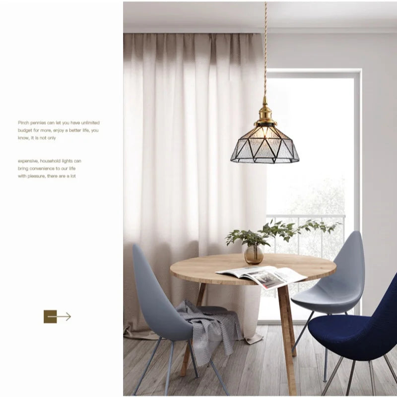 Blue Glass LED Pendant Light Fixture - Nordic Modern Hang Lamp