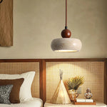 Afralia™ Wabi Sabi LED Hanging Pendant Light Yellow Travertine Vintage Design
