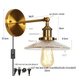 Industrial Loft LED Wall Lights for Bedroom, Plug In Stairs Lamp