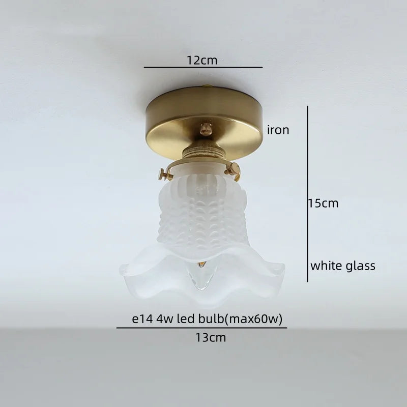 White Glass Copper LED Hanging Lamp Pendant Light Fixtures - Nordic Modern Style