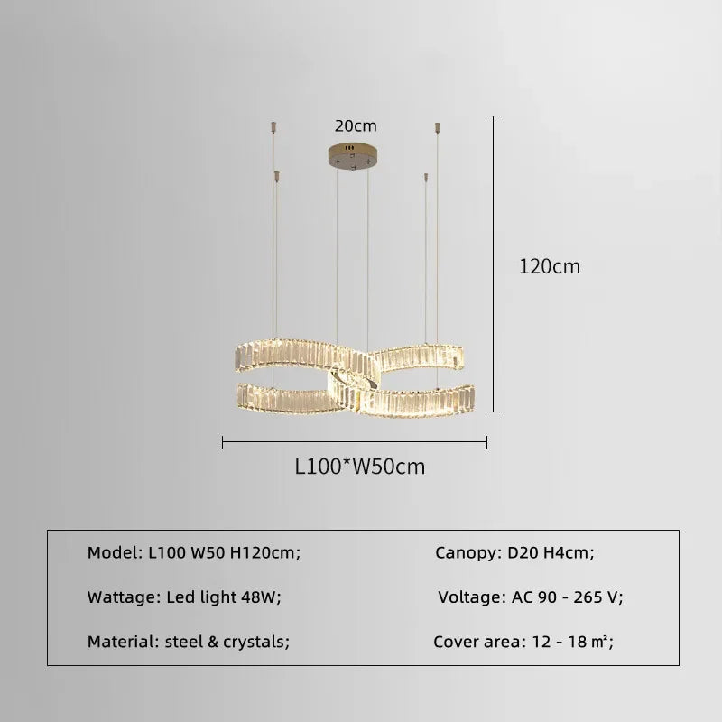 Crystal LED Pendant Lights Remote Control Dimmable Suspension Lamp