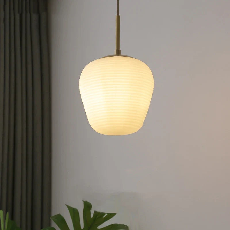 Glass Copper LED Pendant Chandelier for Bedroom Dining Living Room