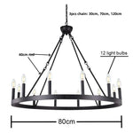 Afralia™ Black Metal LED Pendant Chandelier for Living Room and Stairs