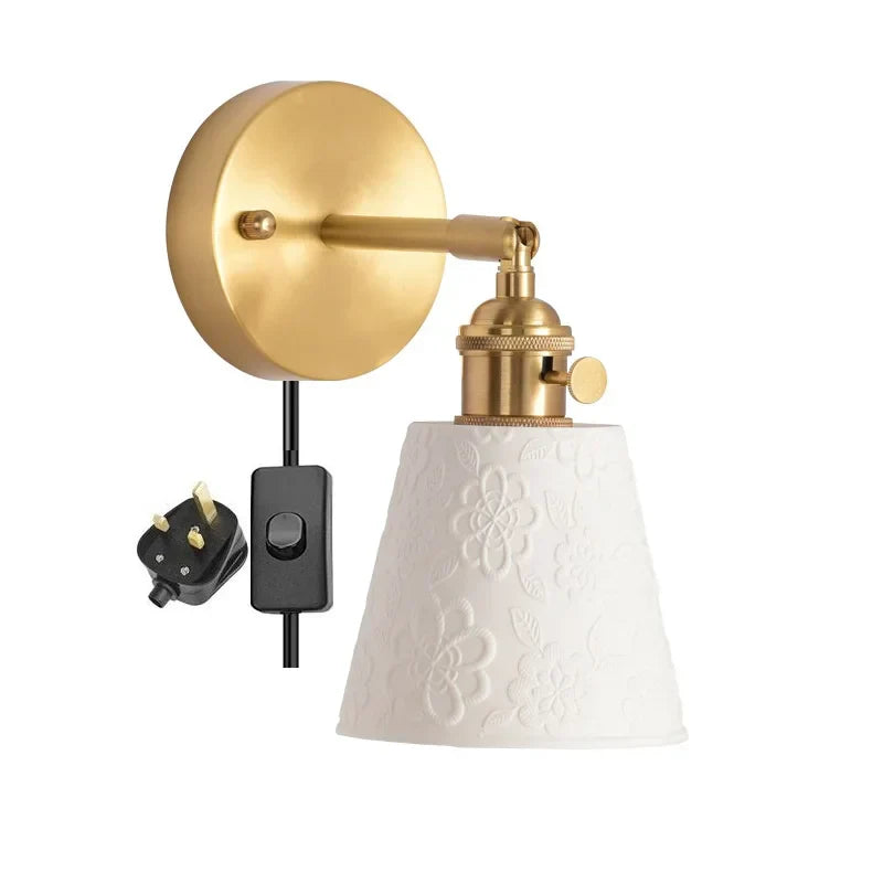 Afralia™ White Ceramic LED Wall Lights for Home Lighting in Bedroom, Living Room, Bathroom