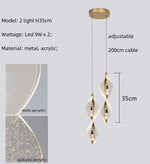 Spiral Gold LED Chandelier Acrylic Pendant Lights for Modern Bedside Stairs