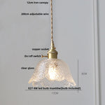 Amber Glass LED Pendant Light Fixture Nordic Modern Copper Hanging Lamp